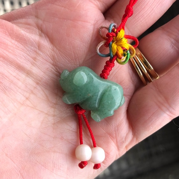 Vintage Jade Piggy Chinese Lucky 🍀 Keychain/Charm - Picture 3 of 7